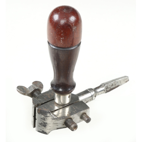 759 - A MILLERS FALLS hand vice with tools in rosewood handle G+