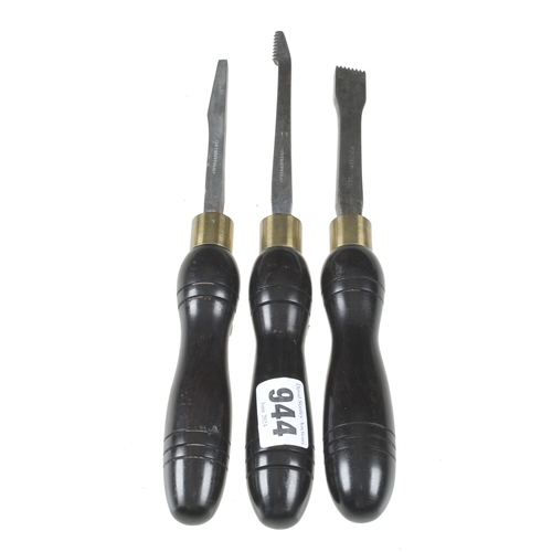 944 - Three ebony handled turning tools by HOLTZAPFFEL F