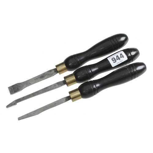 944 - Three ebony handled turning tools by HOLTZAPFFEL F