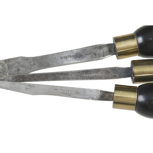 944 - Three ebony handled turning tools by HOLTZAPFFEL F