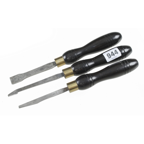 944 - Three ebony handled turning tools by HOLTZAPFFEL F