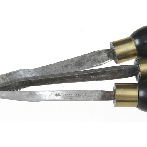 944 - Three ebony handled turning tools by HOLTZAPFFEL F