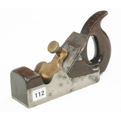 112 - A d/t steel smoother by PRESTON with rosewood fitting, a few light pitting spots G