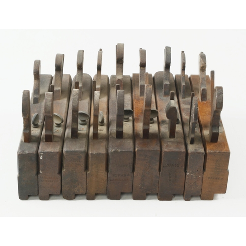 124 - Nine dado planes with brass depth stops G+