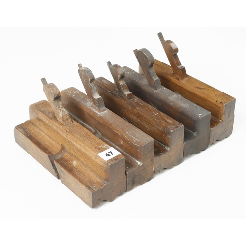 47 - Five profile moulding planes 2 3/8