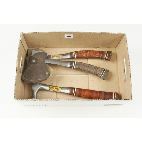 84 - Two ESTWING hatchets Nos 1 & 2 and a claw hammer G+