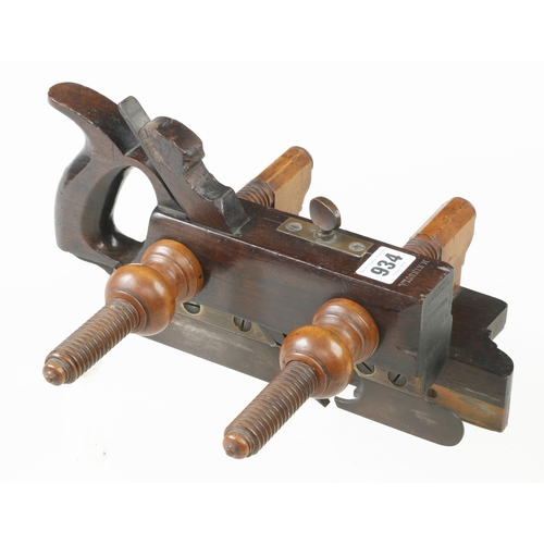 934 - A handled rosewood screwstem plough with boxwood screwstems and nuts by M. CRANNELL Albany USA G+