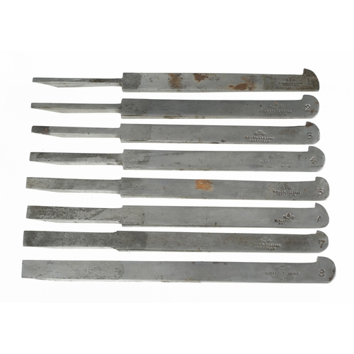 937 - A set of 8 plough iron Nos 1 to 8 by MARPLES G+