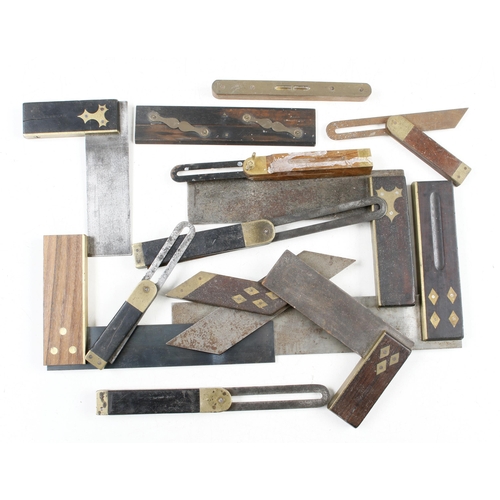 1193 - Ten rosewood or ebony squares, 5 bevels etc G+