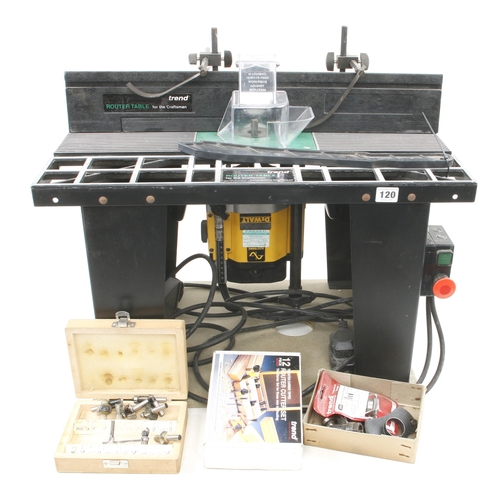 120 - A DEWALT router and router table with attachments Pat tested