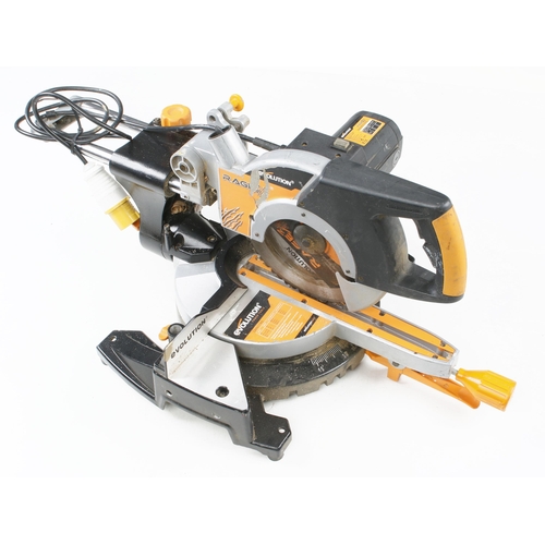 122 - An EVOLUTION sliding compound mitre saw 110v Pat tested