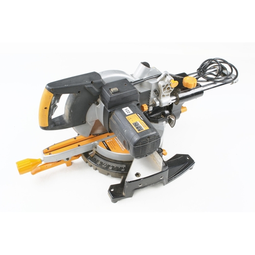 122 - An EVOLUTION sliding compound mitre saw 110v Pat tested