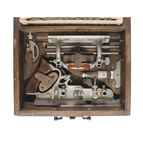 1227 - A little used STANLEY No 55 combination plane complete with every part securely fitted in owner made... 