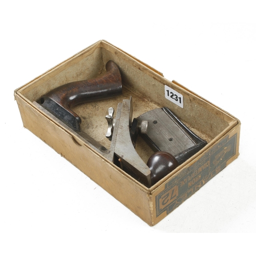 1231 - A little used STANLEY No 72 chamfer plane with bullnose attachment in orig box G++