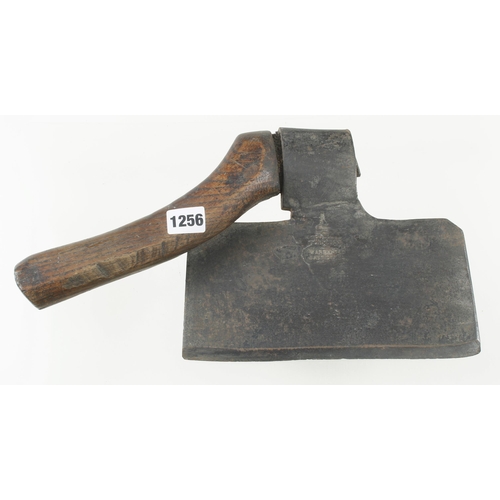 1256 - A coopers little used R/H side axe by ROSEBERRY Sheffield with unusually angled handle and 9