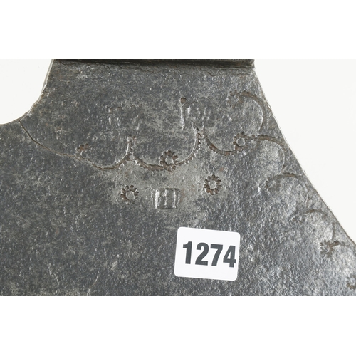 1274 - A R/H goosewing side axe head with touch mark and other decoration with 16