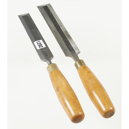 1292 - Two bevel edge paring chisels by MARPLES 1 1/4