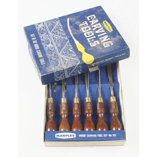 1301 - A little used set of 6 MARPLES No 125 carving tools in orig box G++