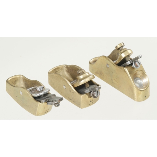 1378 - Three brass planes: flat, compass and round both ways stamped PLOWRIGHT 2