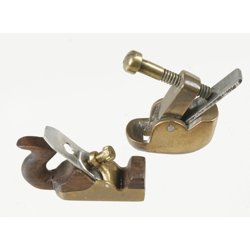 1380 - Two miniature planes; a brass smoother and a brass violin plane both 1