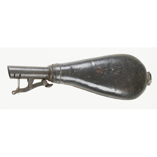 1386 - A 19c rifleman's leather powder flask G