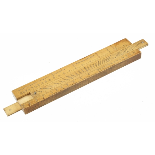 1474 - The Willoughby Calculating Scale No 10 a very rare boxwood creeping barge scale double slide rule by... 