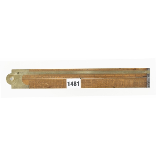 1481 - A 2' two fold boxwood and brass ironmonger's slide rule by CASARTELLI Liverpool with T Routledge Eng... 