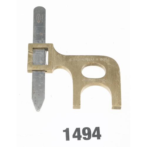 1494 - An unusual and little used brass depthing tool? by J.CASARTELLI Manchester c/w 3