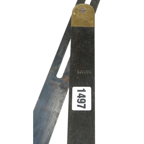 1497 - An unusually large rosewood and brass bevel by FROST Norwich with 18