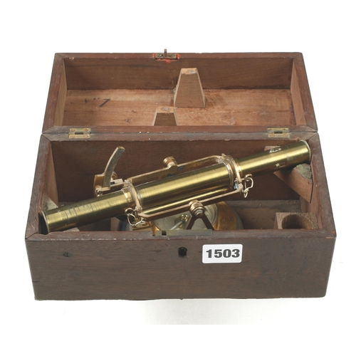 1503 - A small brass theodolite by ADAMS London in orig fitted mahogany box G+