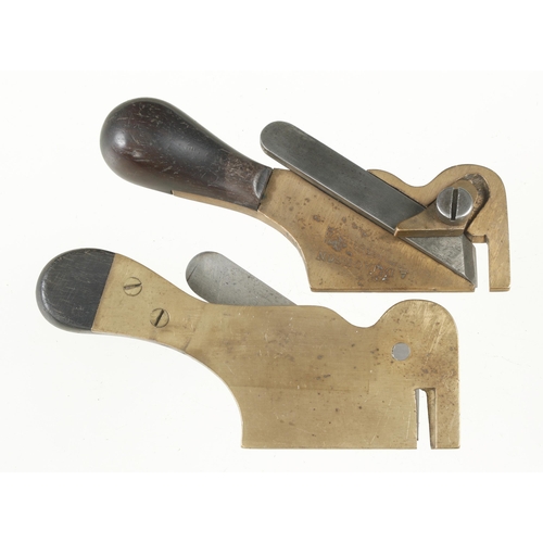 1540 - An unusual pair of brass L & R side rebate planes with rosewood handles G++