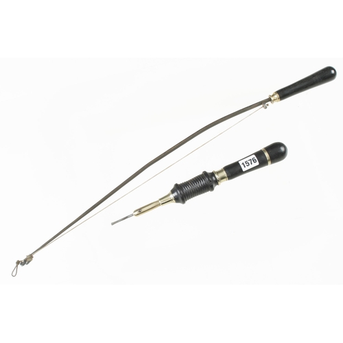 1576 - A Buck type ebony and brass bow drill and bow G+