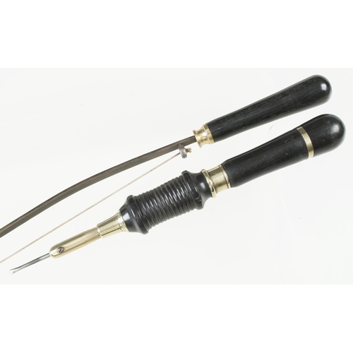 1576 - A Buck type ebony and brass bow drill and bow G+