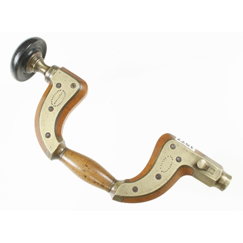 1577 - A very rare brass framed lever pad boxwood brace by MARSDEN Bros with The Improved Brace, a few mark... 