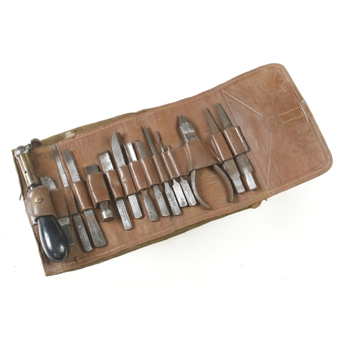 1578 - An original little used HOLTZAPPEL tool roll with complete set of 15 tools including the handle G++