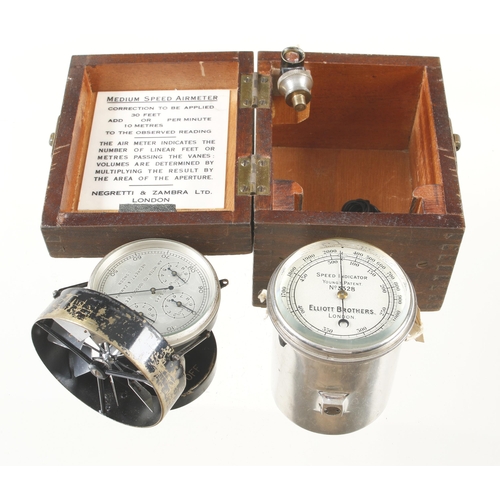 17 - A wind speed indicator by NEGGRETTI & ZAMBRA in orig box and a speed indicator by ELLIOTT Bros G+