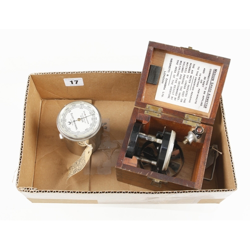 17 - A wind speed indicator by NEGGRETTI & ZAMBRA in orig box and a speed indicator by ELLIOTT Bros G+