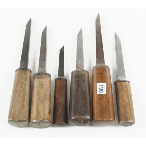 190 - Six mortice chisels G