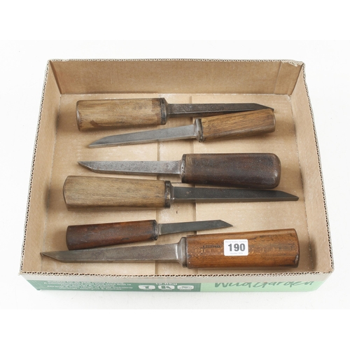 190 - Six mortice chisels G