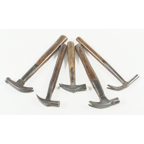 191 - Five strapped hammers incl. WYNN TIMMINS with exaggerated claw G