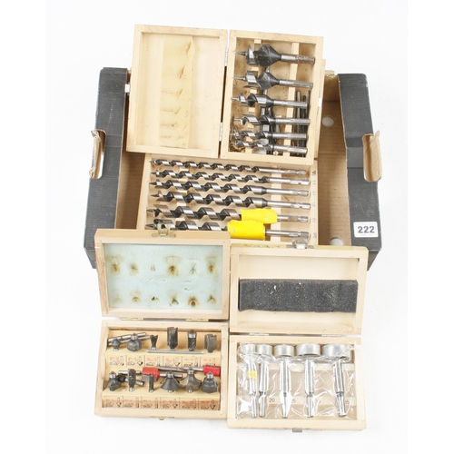 222 - A set of Forstner bits, router bits and two sets of drill bits G