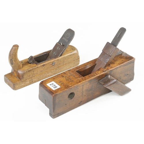 278 - A horned smoother with unusual screw clamp and a grooving plane with side handle both by WEISS & SOH... 