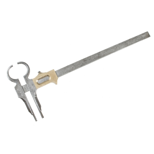 283 - A 30cm French steel and brass inside and outside caliper gauge marked SEMPE (one replaced screw) G+