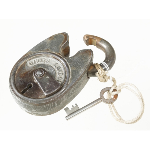 307 - A Victorian padlock by CHUBB with key G