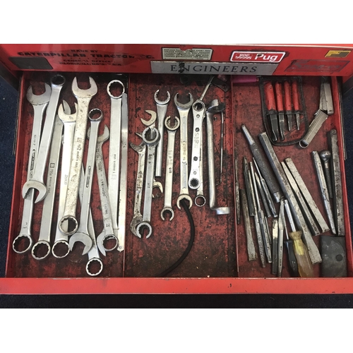 346 - An old lockable SNAP ON tool box with various sockets (50% Snap-On) etc etc G