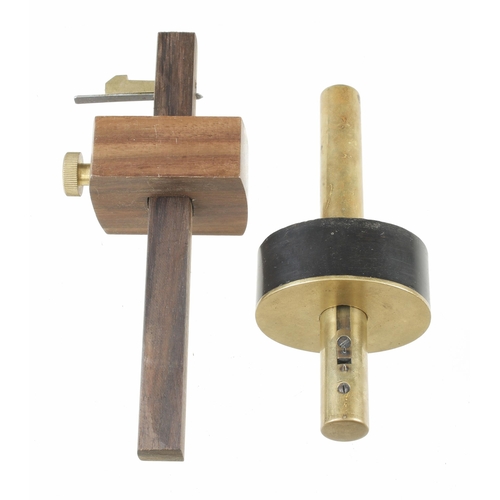 492 - Two little used mortice gauges; recent by IRWIN and traditional ebony and brass G++