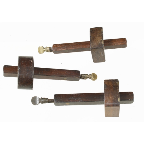 56 - Three rosewood and brass mortice gauges G