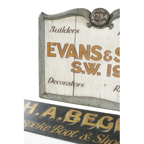 573 - Two craftsmen's wood signs for Evans & Son Builders etc 33