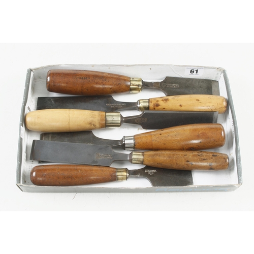 61 - Six wide firmer chisels to 2