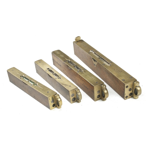 633 - Four brass topped sighting levels and plumb 8